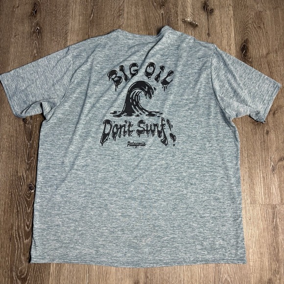 Patagonia Other - Patagonia Capilene Cool Daily Shirt Mens XL Blue Big Oil Dont Surf Short Sleeve